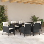 Set de Comedor de Jardín de 7 Piezas con Cojines Negro Poliratán de , Sillas de jardín - Ref: Foro24-3380146, Precio: 710,60 ...