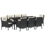 Conjunto de Comedor de Jardín de 9 Piezas con Cojines Negro rattan Poliéster de , Sillas de jardín - Ref: Foro24-3380147, Pre...