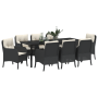 Conjunto de Comedor de Jardín de 9 Piezas con Cojines Negro rattan Poliéster de , Sillas de jardín - Ref: Foro24-3380147, Pre...