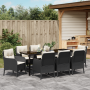 Conjunto de Comedor de Jardín de 9 Piezas con Cojines Negro rattan Poliéster de , Sillas de jardín - Ref: Foro24-3380147, Pre...