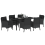 Juego de Comedor de Jardín de 7 Piezas con Cojines Negros de Poliratán de , Sillas de jardín - Ref: Foro24-3380152, Precio: 7...