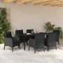 Juego de Comedor de Jardín de 7 Piezas con Cojines Negros de Poliratán de , Sillas de jardín - Ref: Foro24-3380152, Precio: 7...