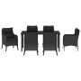 Juego de Comedor de Jardín de 7 Piezas con Cojines Negros de Poliratán de , Sillas de jardín - Ref: Foro24-3380152, Precio: 7...