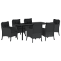Juego de Comedor de Jardín de 7 Piezas con Cojines de Poliratán Negro de , Sillas de jardín - Ref: Foro24-3380153, Precio: 72...