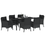 Juego de Comedor de Jardín de 7 Piezas con Cojines de Poliratán Negro de , Sillas de jardín - Ref: Foro24-3380153, Precio: 72...