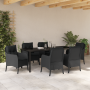Juego de Comedor de Jardín de 7 Piezas con Cojines de Poliratán Negro de , Sillas de jardín - Ref: Foro24-3380153, Precio: 72...