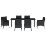 Juego de Comedor de Jardín de 7 Piezas con Cojines de Poliratán Negro de , Sillas de jardín - Ref: Foro24-3380153, Precio: 72...