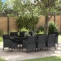 Conjunto de Comedor de Jardín de 9 Piezas con Cojines Negro de Ratán Poliéster de , Sillas de jardín - Ref: Foro24-3380154, P...