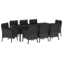 Conjunto de Comedor de Jardín de 9 Piezas con Cojines Negro de Ratán Poliéster de , Sillas de jardín - Ref: Foro24-3380154, P...