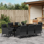 Conjunto de Comedor de Jardín de 9 Piezas con Cojines Negro de Ratán Poliéster de , Sillas de jardín - Ref: Foro24-3380154, P...
