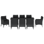 Conjunto de Comedor de Jardín de 9 Piezas con Cojines Negro de Ratán Poliéster de , Sillas de jardín - Ref: Foro24-3380154, P...
