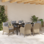Set de Comedor Jardín de 7 Piezas con Cojines Beige Poliratán de , Sillas de jardín - Ref: Foro24-3380180, Precio: 762,40 €