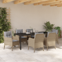 Juego de Comedor de Jardín de 7 Piezas con Cojines Beige Ratán Poliéster de , Sillas de jardín - Ref: Foro24-3380181, Precio:...