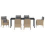 Juego de Comedor de Jardín de 7 Piezas con Cojines Beige Ratán Poliéster de , Sillas de jardín - Ref: Foro24-3380181, Precio:...