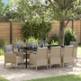 Juego de Comedor de Jardín de 9 Piezas con Cojines Beige de Poliratán de , Sillas de jardín - Ref: Foro24-3380182, Precio: 1,...