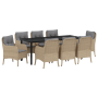 Juego de Comedor de Jardín de 9 Piezas con Cojines Beige de Poliratán de , Sillas de jardín - Ref: Foro24-3380182, Precio: 1,...