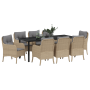 Juego de Comedor de Jardín de 9 Piezas con Cojines Beige de Poliratán de , Sillas de jardín - Ref: Foro24-3380182, Precio: 1,...