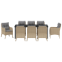 Juego de Comedor de Jardín de 9 Piezas con Cojines Beige de Poliratán de , Sillas de jardín - Ref: Foro24-3380182, Precio: 1,...