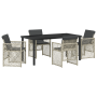 Conjunto de Comedor de Jardín de 5 Piezas con Cojines Gris Claro Ratán Poliéster de , Mesas de jardín - Ref: Foro24-3380639, ...