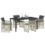 Conjunto de Comedor de Jardín de 5 Piezas con Cojines Gris Claro Ratán Poliéster de , Mesas de jardín - Ref: Foro24-3380639, ...