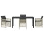 Conjunto de Comedor de Jardín de 5 Piezas con Cojines Gris Claro Ratán Poliéster de , Mesas de jardín - Ref: Foro24-3380639, ...