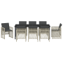 Conjunto de Comedor de Jardín de 9 Piezas con Cojines de Ratán Poli Gris Claro de , Mesas de jardín - Ref: Foro24-3380640, Pr...