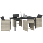 Juego de Comedor de Jardín de 5 Piezas con Cojines Gris Claro de Poliratán de , Sillas de jardín - Ref: Foro24-3380707, Preci...