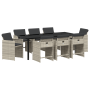 Juego de Comedor de Jardín de 9 Piezas con Cojines Gris Claro Ratan Poliéster de , Sillas de jardín - Ref: Foro24-3380708, Pr...