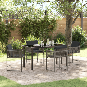 Set de Comedor de Jardín de 5 Piezas con Cojines gris Poliratán de , Sillas de jardín - Ref: Foro24-3380750, Precio: 248,35 €...
