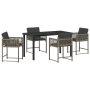 Set de Comedor de Jardín de 5 Piezas con Cojines gris Poliratán de , Sillas de jardín - Ref: Foro24-3380750, Precio: 248,35 €...