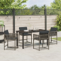 Set de Comedor de Jardín de 5 Piezas con Cojines gris Poliratán de , Sillas de jardín - Ref: Foro24-3380750, Precio: 248,35 €...
