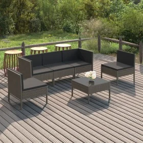 6-piece garden furniture set and gray synthetic rattan cushions by vidaXL, Garden sets - Ref: Foro24-3094346, Price: 470,91 €...