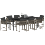 Conjunto de Comedor de Jardín 9 Piezas con Cojines Gris Poliratán de , Sillas de jardín - Ref: Foro24-3380752, Precio: 419,19...