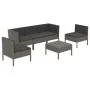 6-teiliges Gartenmöbel-Set und graue synthetische Rattankissen von vidaXL, Gartensets - Ref: Foro24-3094346, Preis: 472,11 €,...