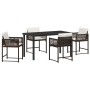 Set de Comedor de Jardín de 5 Piezas con Cojines Marrón Poliratán de , Sillas de jardín - Ref: Foro24-3380754, Precio: 248,93 €