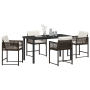 Set de Comedor de Jardín de 5 Piezas con Cojines Marrón Poliratán de , Sillas de jardín - Ref: Foro24-3380754, Precio: 248,93 €