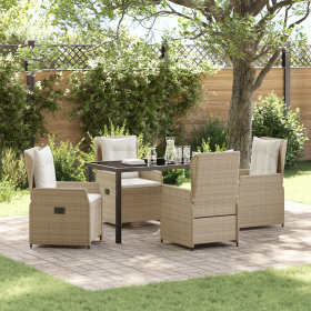 Juego de Comedor de 5 Piezas de Jardín Beige Poliratán de , Sillas de jardín - Ref: Foro24-3380969, Precio: 574,50 €