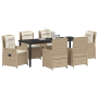 Juego de comedor de 7 piezas Beige Ratán Poliéster de , Sillas de jardín - Ref: Foro24-3380972, Precio: 846,38 €, Descuento: %