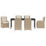 Juego de comedor de 7 piezas Beige Ratán Poliéster de , Sillas de jardín - Ref: Foro24-3380972, Precio: 846,38 €, Descuento: %