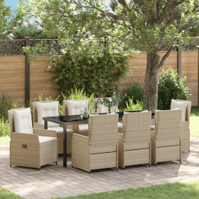 Juego de Comedor de Jardín de 9 Piezas Beige Poliratán de , Sillas de jardín - Ref: Foro24-3380973, Precio: 1,00 €, Descuento: %