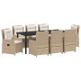 Juego de Comedor de Jardín de 9 Piezas Beige Poliratán de , Sillas de jardín - Ref: Foro24-3380973, Precio: 1,00 €, Descuento: %