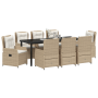 Juego de Comedor de Jardín de 9 Piezas Beige Poliratán de , Sillas de jardín - Ref: Foro24-3380973, Precio: 1,00 €, Descuento: %