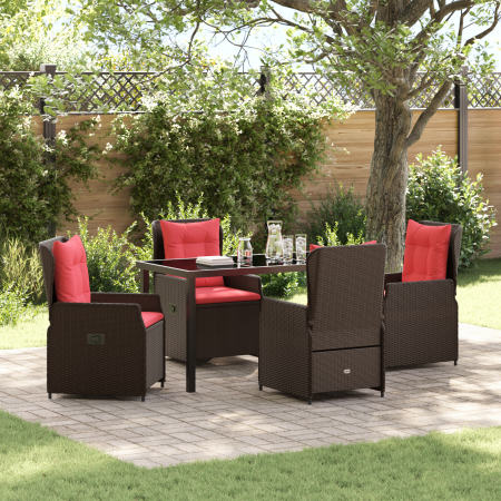 Conjunto de 5 Piezas de Comedor de Jardín Marrón de Poliratán de , Sillas de jardín - Ref: Foro24-3381025, Precio: 637,86 €, ...