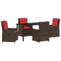 Conjunto de 5 Piezas de Comedor de Jardín Marrón de Poliratán de , Sillas de jardín - Ref: Foro24-3381025, Precio: 637,86 €, ...