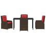 Conjunto de 5 Piezas de Comedor de Jardín Marrón de Poliratán de , Sillas de jardín - Ref: Foro24-3381025, Precio: 637,86 €, ...