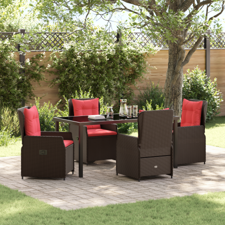 Juego de comedor de jardín de 5 piezas en poliratán marrón de , Sillas de jardín - Ref: Foro24-3381026, Precio: 653,87 €, Des...