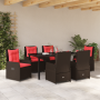 Set de Comedor de Jardín 7 Piezas Marrón Ratán Poliéster de , Sillas de jardín - Ref: Foro24-3381027, Precio: 912,41 €, Descu...