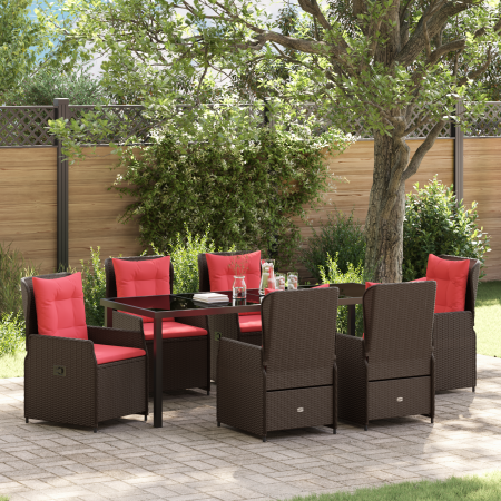Set de Comedor de Jardín 7 Piezas Marrón Poliratán de , Sillas de jardín - Ref: Foro24-3381028, Precio: 935,21 €, Descuento: %
