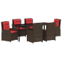 Set de Comedor de Jardín 7 Piezas Marrón Poliratán de , Sillas de jardín - Ref: Foro24-3381028, Precio: 935,21 €, Descuento: %