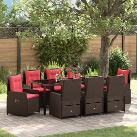 Conjunto de comedor de jardín de 9 piezas Marrón Poliratán de , Sillas de jardín - Ref: Foro24-3381029, Precio: 1,00 €, Descu...
